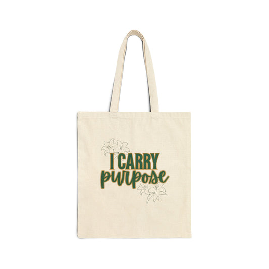 I Carry Purpose Canvas Tote Bag — Inspirational Eco-Friendly Grocery & Everyday Shopper