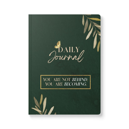 Daily Journal — You Are Becoming | Green Floral Softcover Notebook